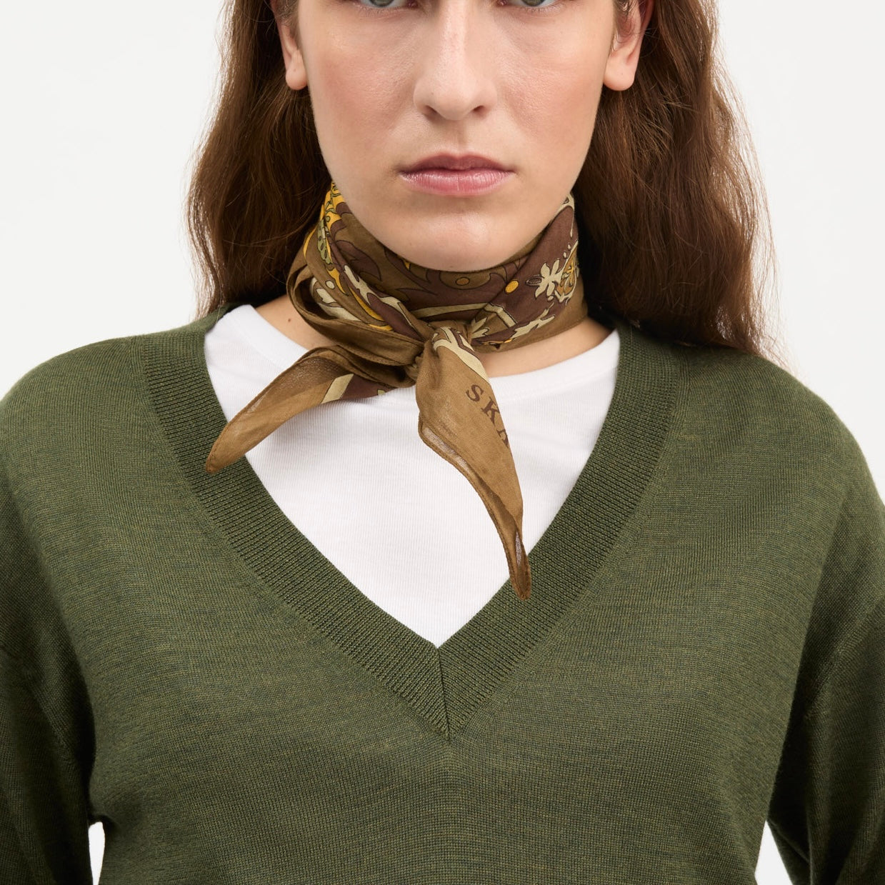Pippa Scarf, Khaki Paisley Print
