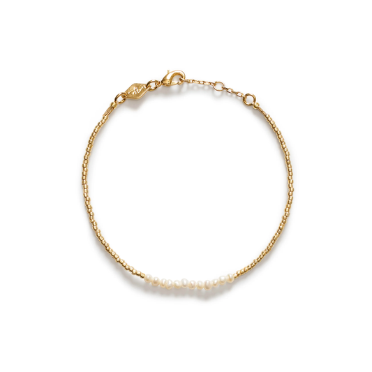 Slim Pearly Bracelet, Gold