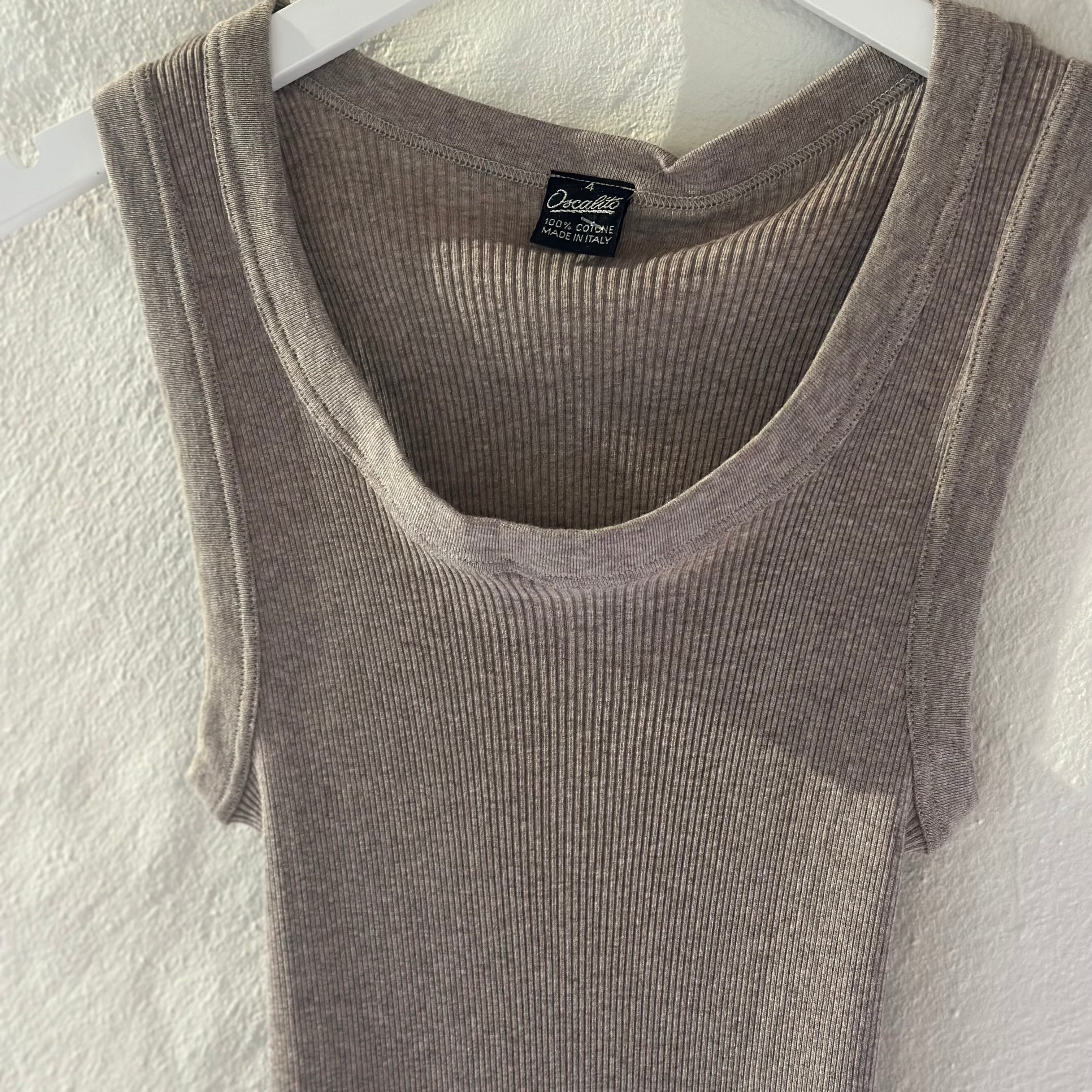 Bomuld Tank Rib Top, Beige 7166