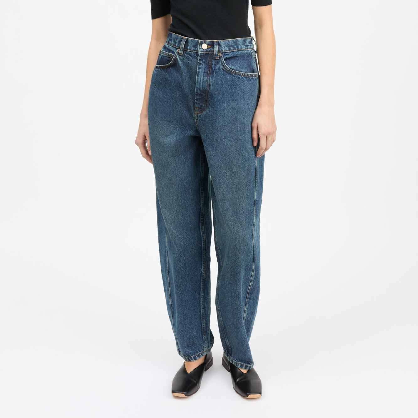 Bille Barrel Jeans, Washed Dark Blue