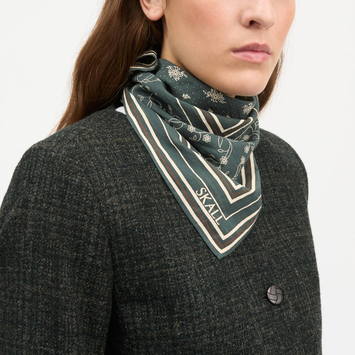 Skall Classic Scarf, Dark Green/Brown (55x55 cm)