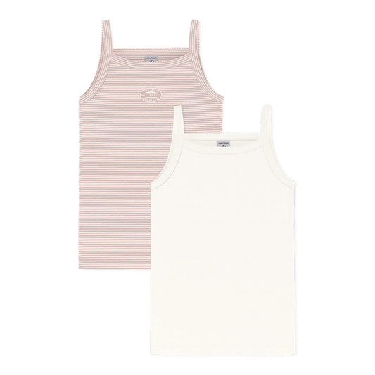 Undertrøjer Til Piger, Ensfarvet/Lyserød Striber (2-Pak)