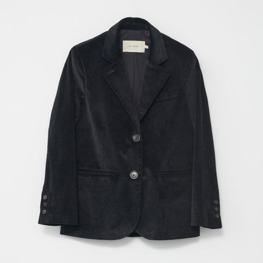Corduroy Straight Blazer, Black