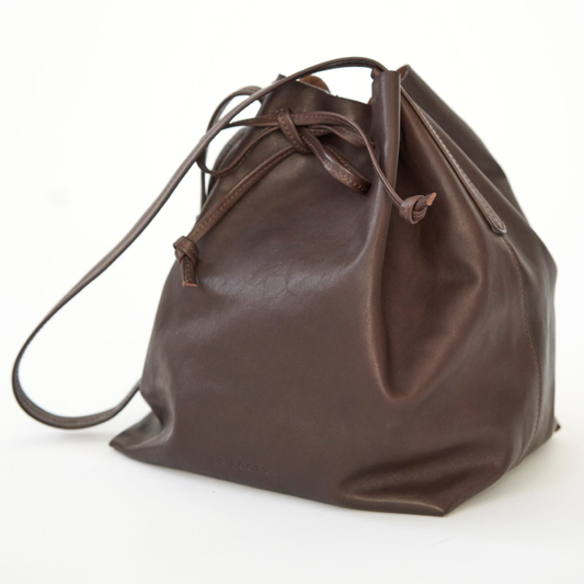 Leather Bucket Bag, Brown