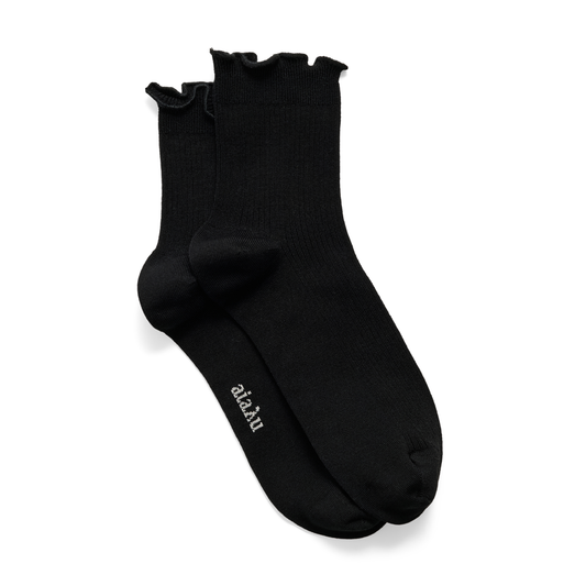 Cotton Frill Sock, Black