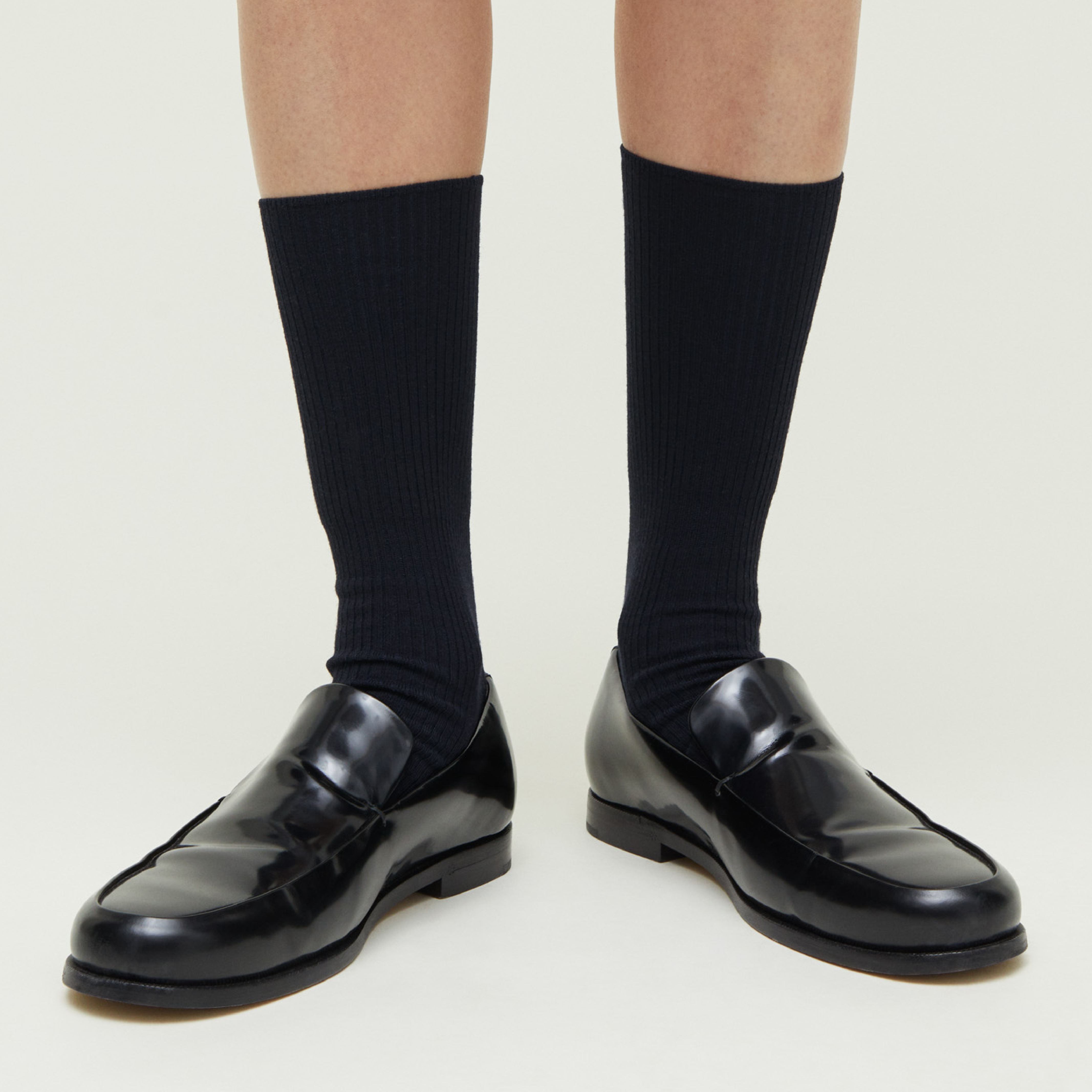 Wool Rib Socks, Black