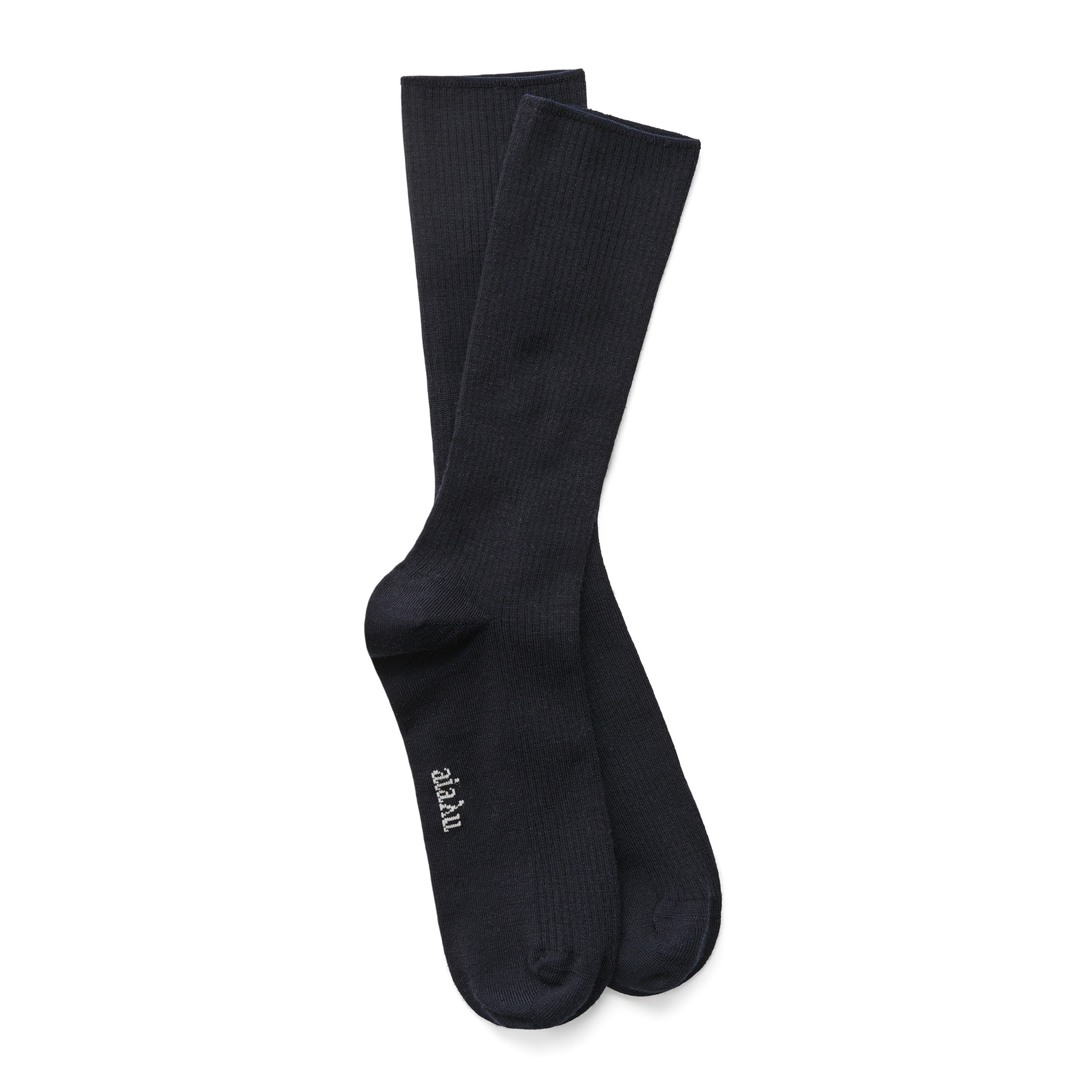 Wool Rib Socks, Navy