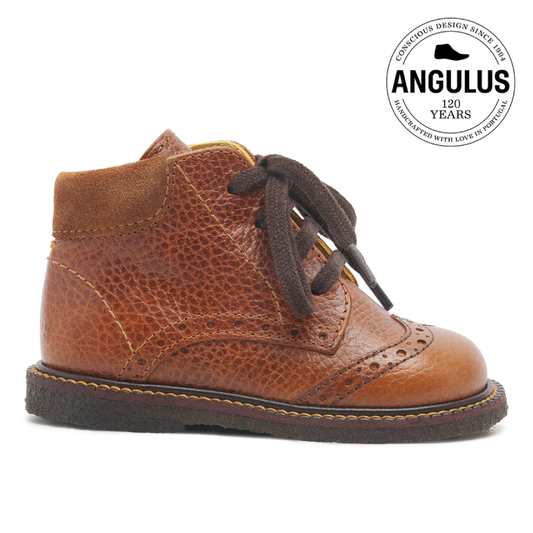 Klassisk Begyndersko Med Brogue Detaljer, Cognac