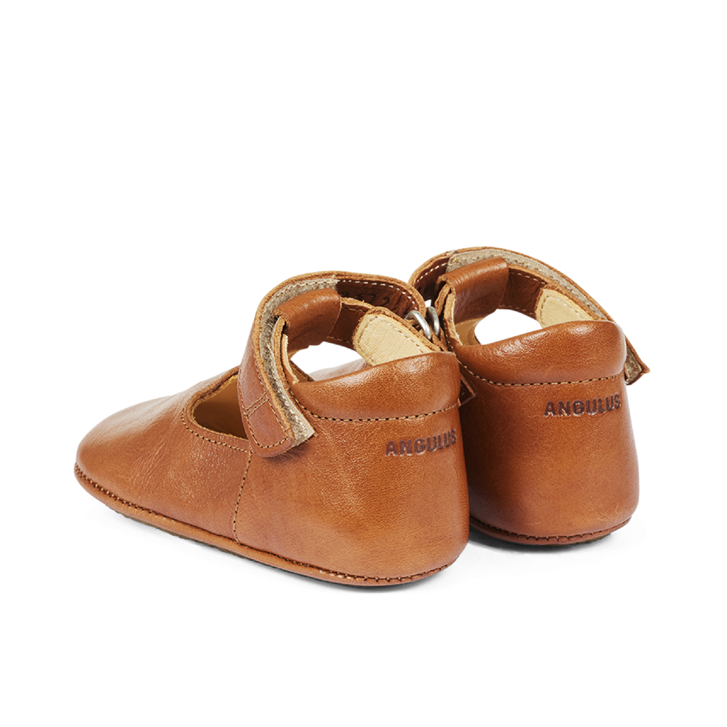 Prewalker with heart and Velcro closure, Cognac