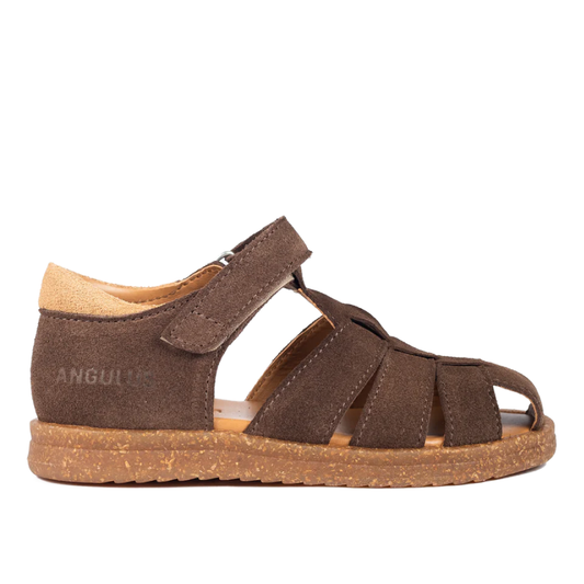 Sandal Med Justerbar Velcrolukning, Dark Taupe/Camel