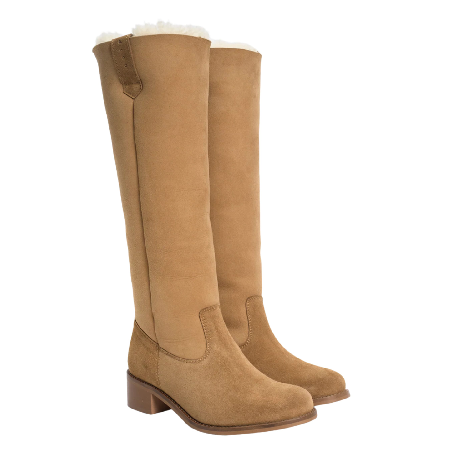 Ann Calf Suede & Shearling Støvle, Light Tan
