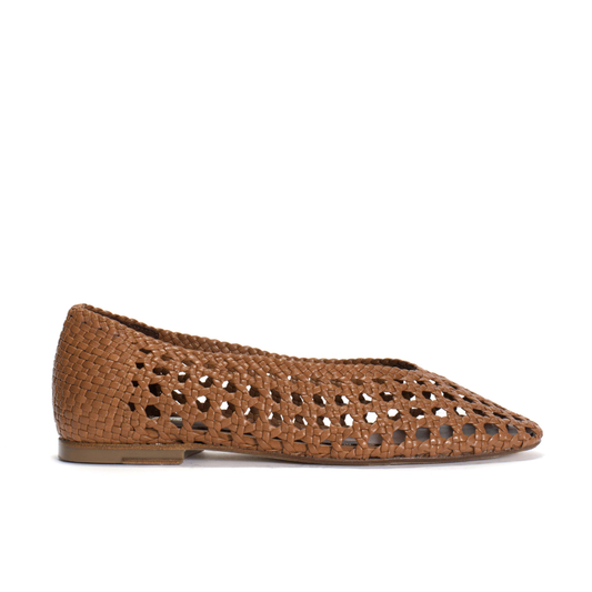 Sessi Hand-braided Ballerina, Caramel