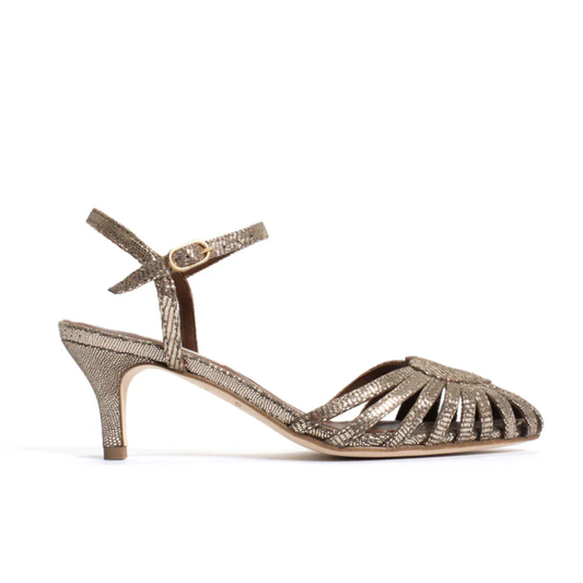 Keesha 55 Lizard Metallic Goat, Vintage Champagne