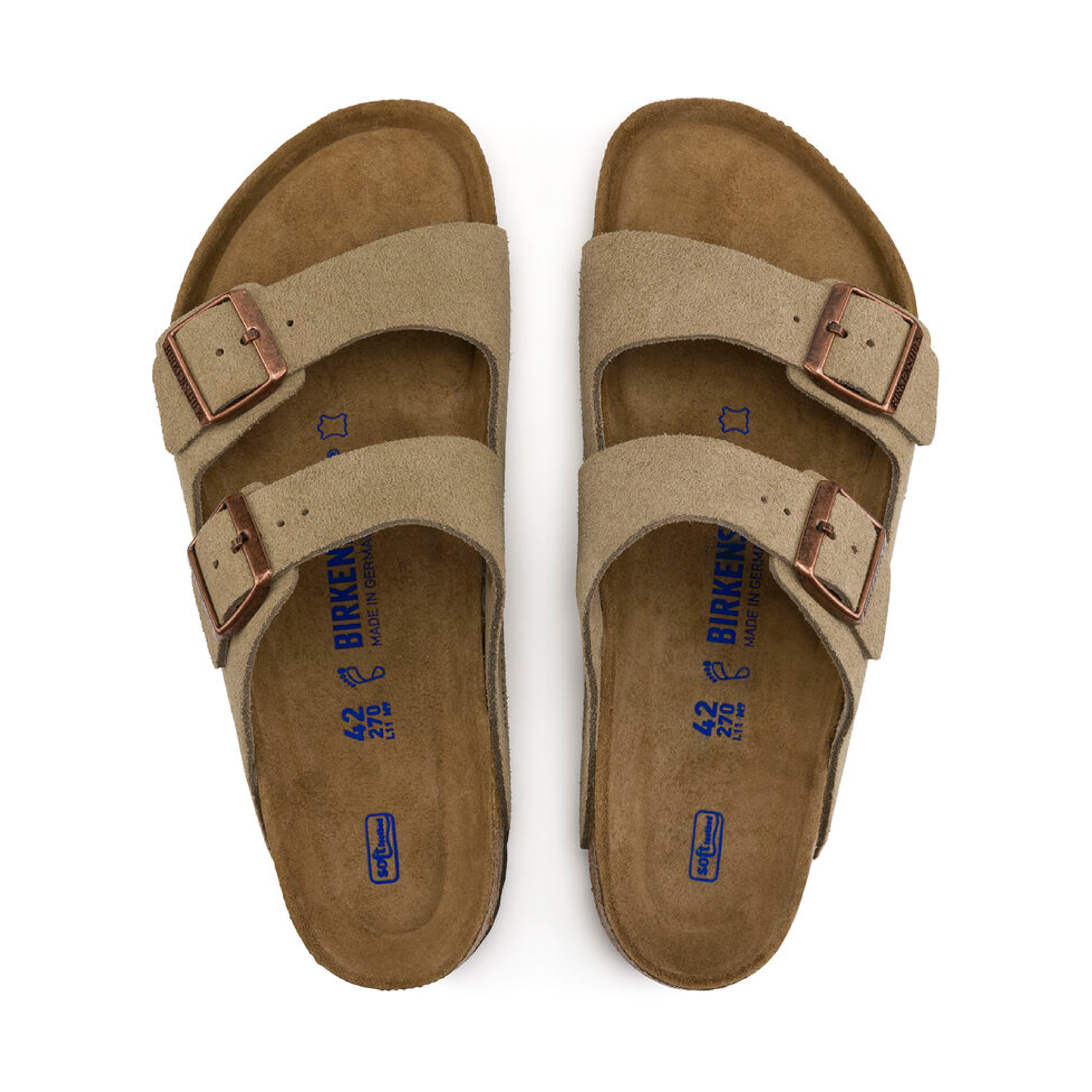 Arizona Soft Footbed Suede Leather Sandaler, Taupe