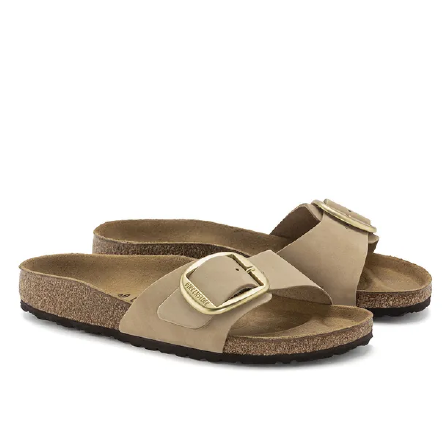 Madrid Big Buckle Natural Leather Nubuck Sandaler, Sandcastle