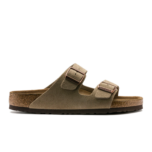 Arizona Soft Footbed Suede Leather Sandaler, Taupe