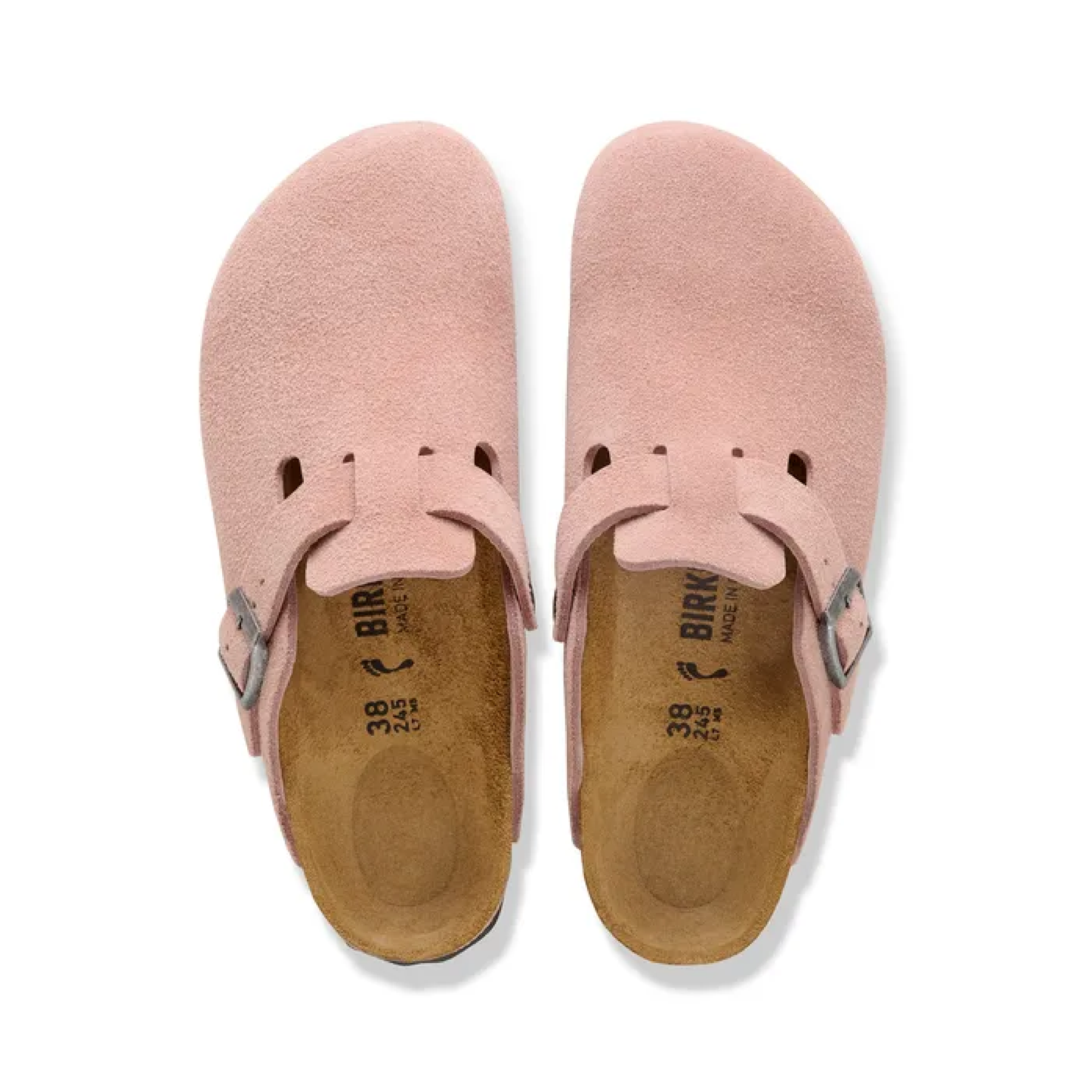 Boston Suede Leather Slippers, Pink Clay
