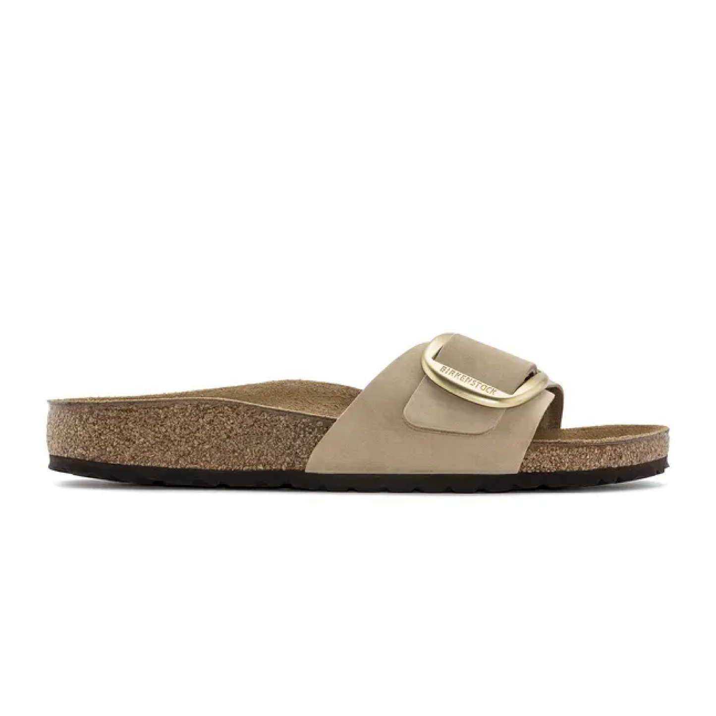 Madrid Big Buckle Natural Leather Nubuck Sandaler, Sandcastle