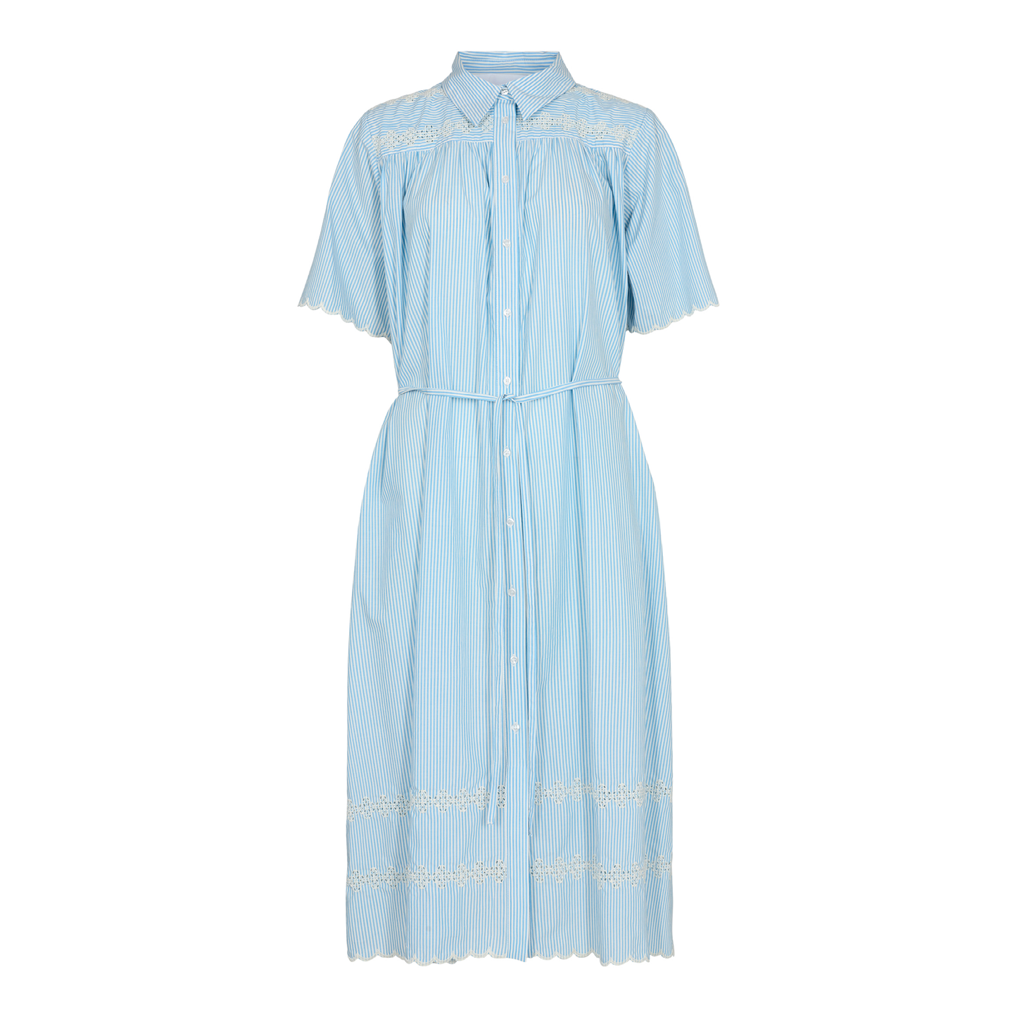 Boned Dress, Light Blue/White