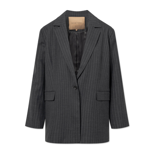 Cica Wool Blazer, Grey Pinstripe