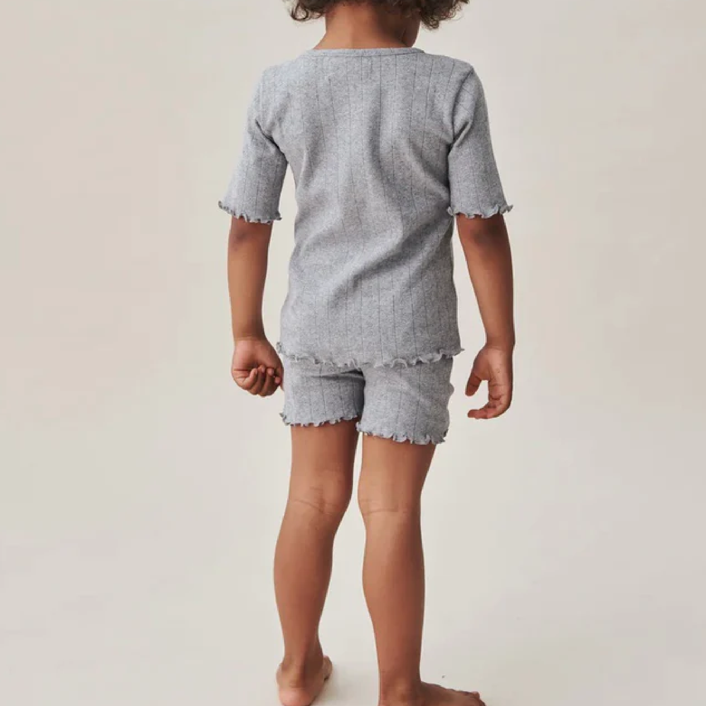 Edie Clam Shorts, Gray Melange