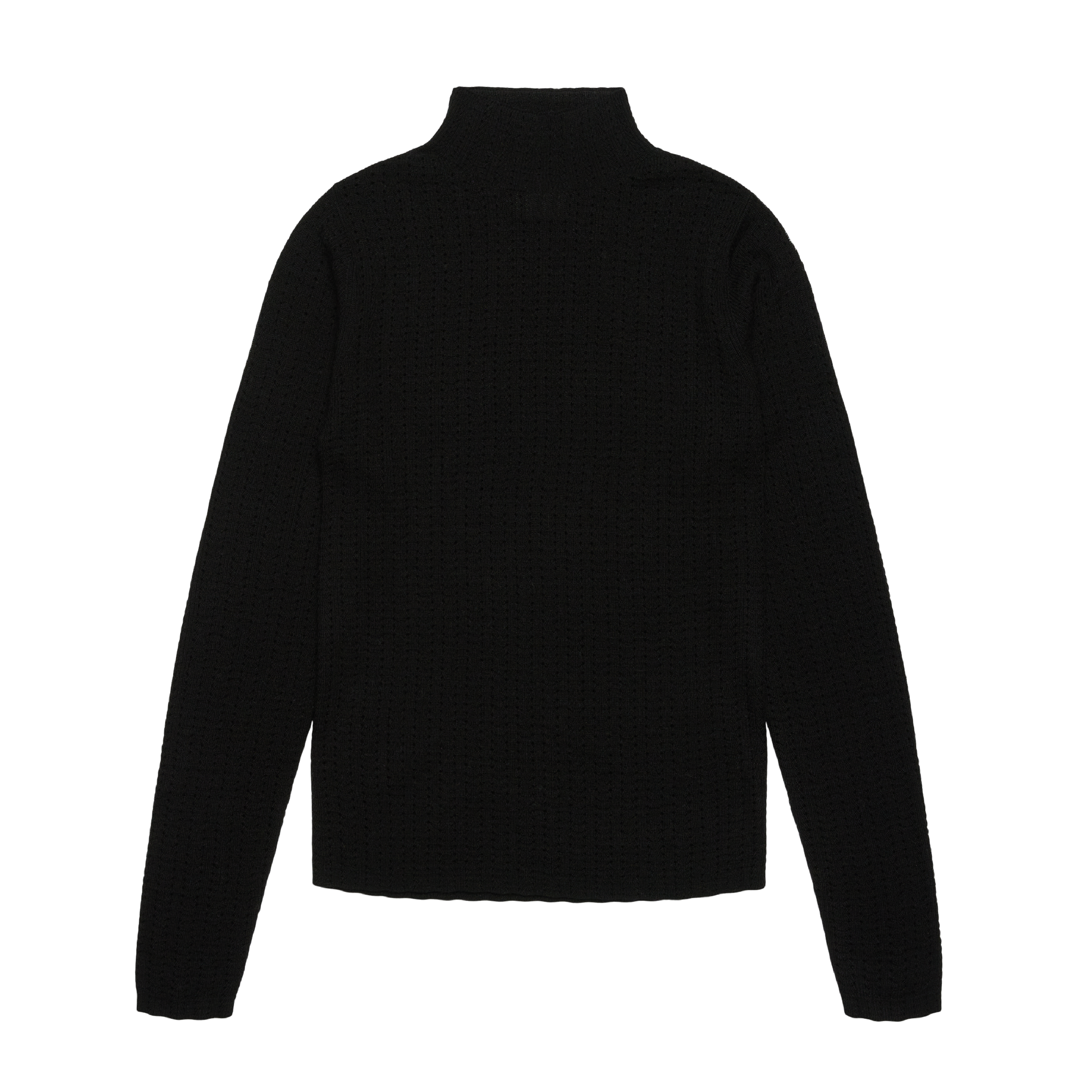 Highneck Pointelle Top, Black