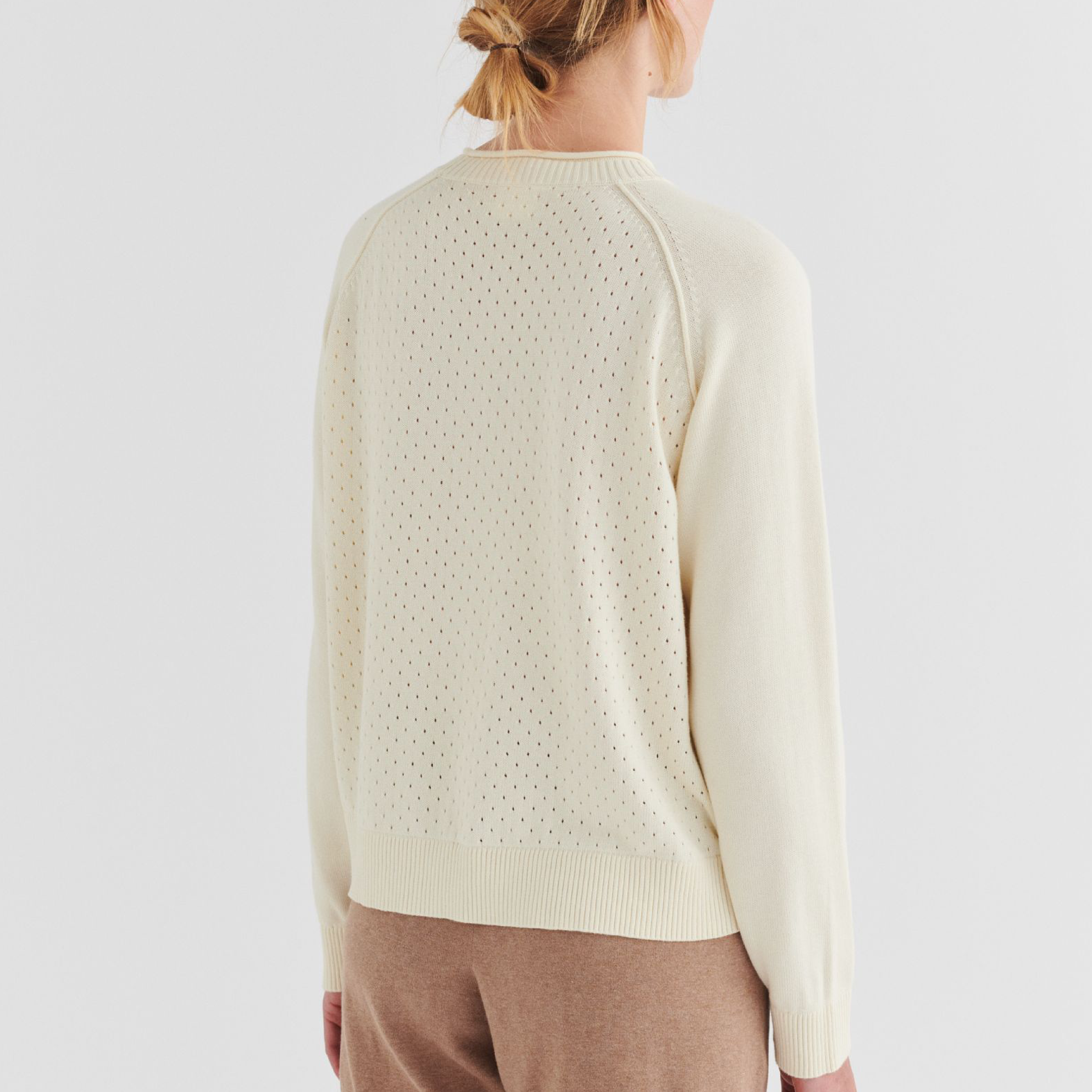 Pointelle Sweater, Ecru