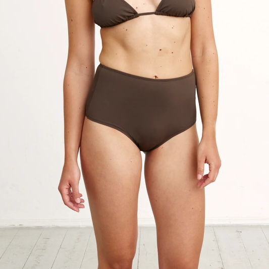 High Waist Bikini Underdel, Olmo/Chokolade