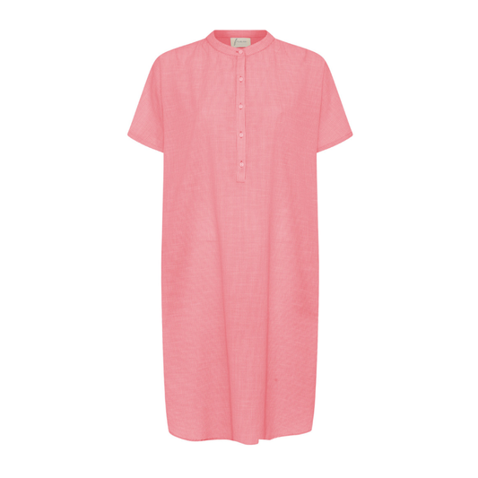 Seoul SS Skjortekjole, Hot Coral Stripe