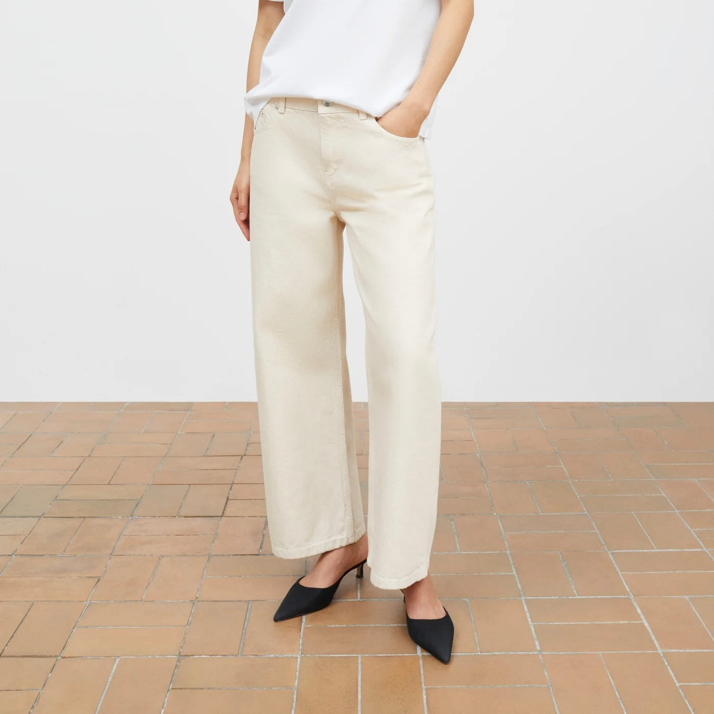 Taylor Cropped Jeans, Ecru