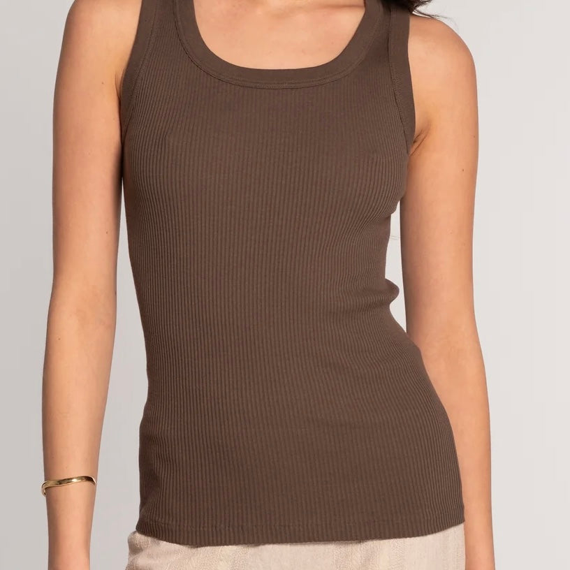 Bomuld Tank Rib Top, Brownie 7166