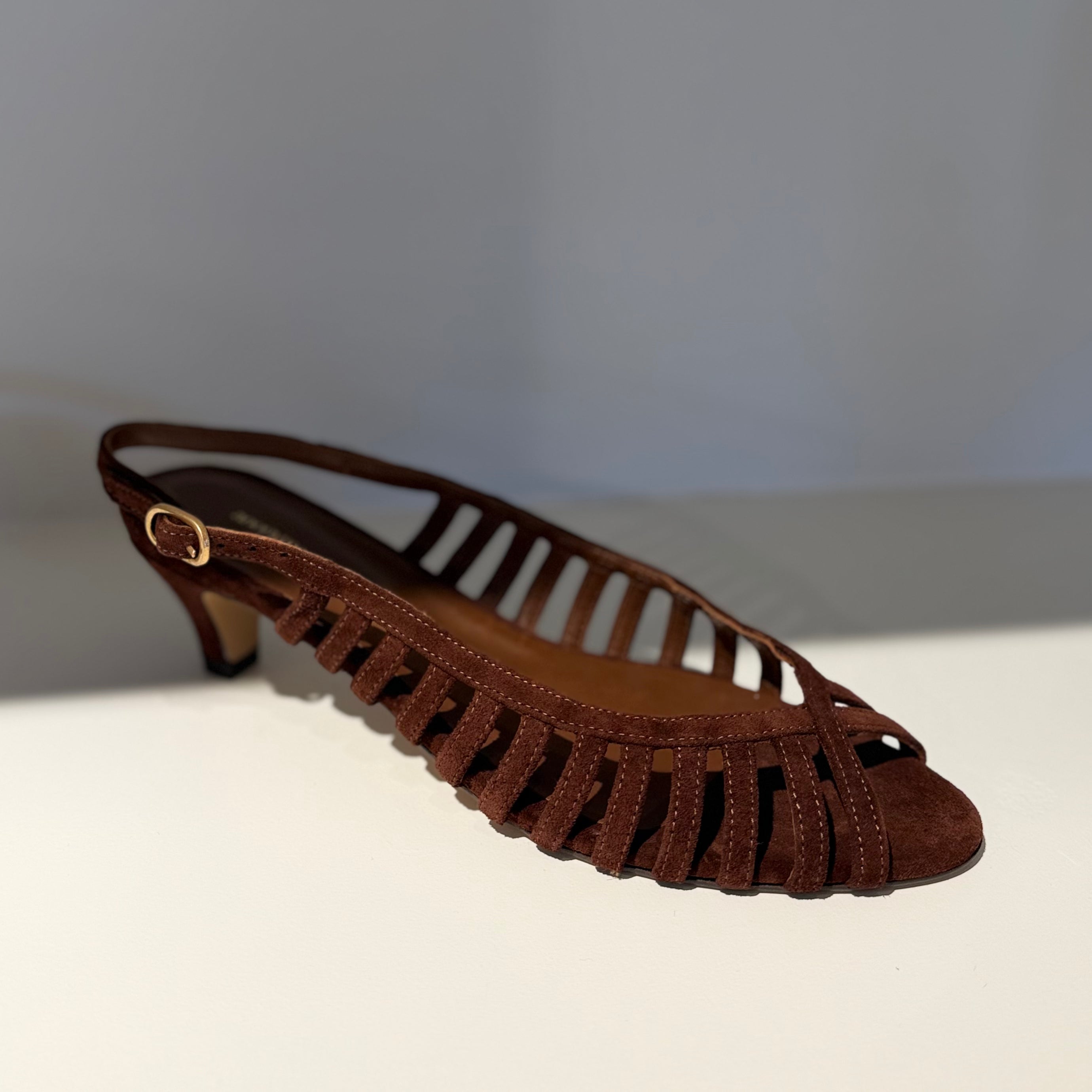 Carminho 40 Calf Suede Stiletter, Chocolate