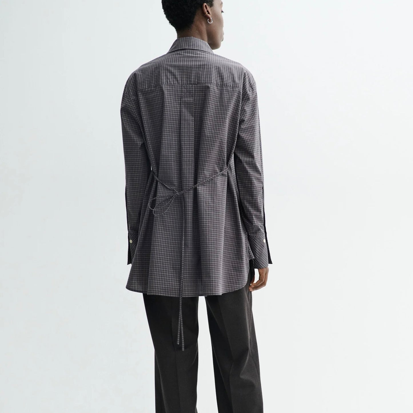 Sebastiana Check Poplin Skjorte, Charcoal Check