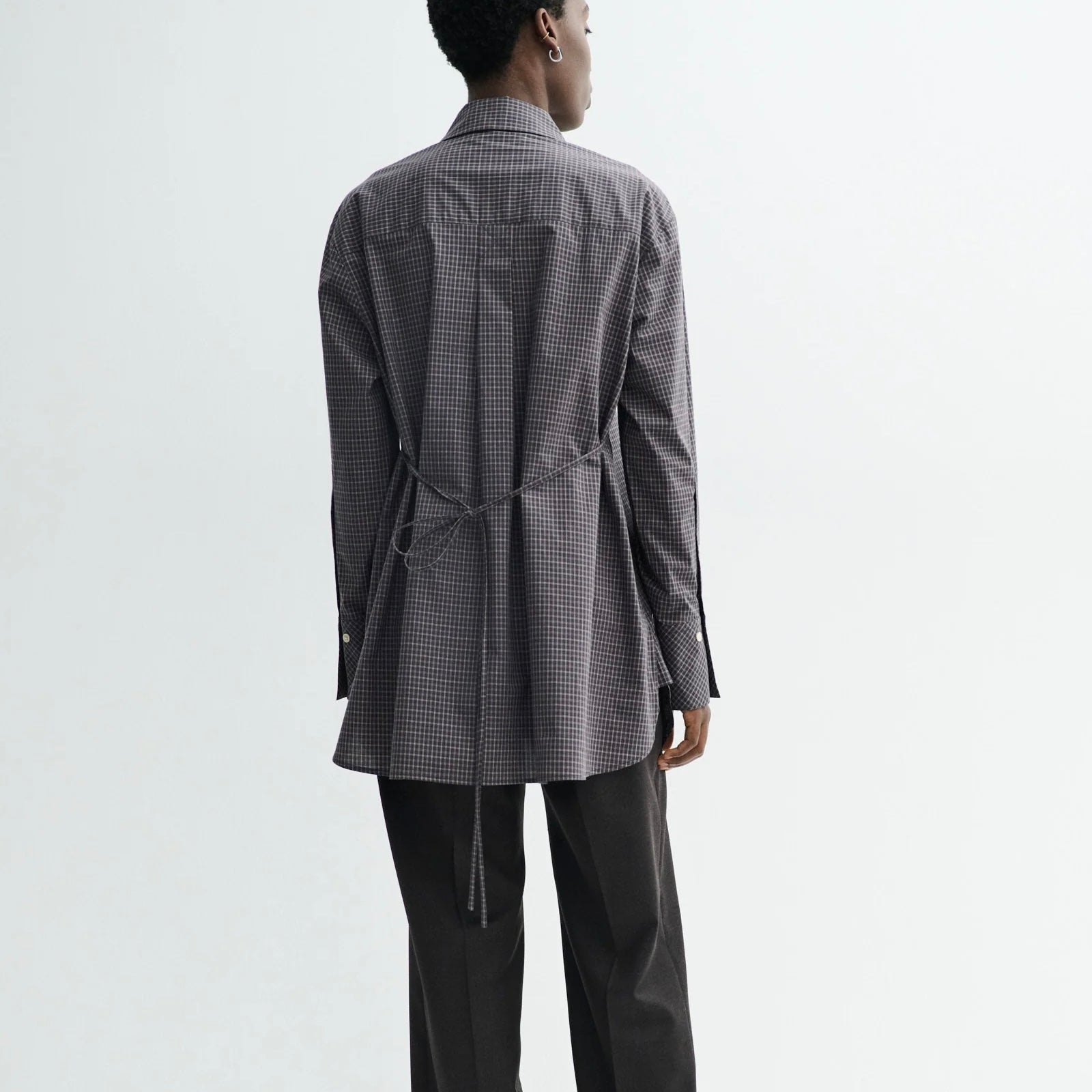 Sebastiana Check Poplin Skjorte, Charcoal Check