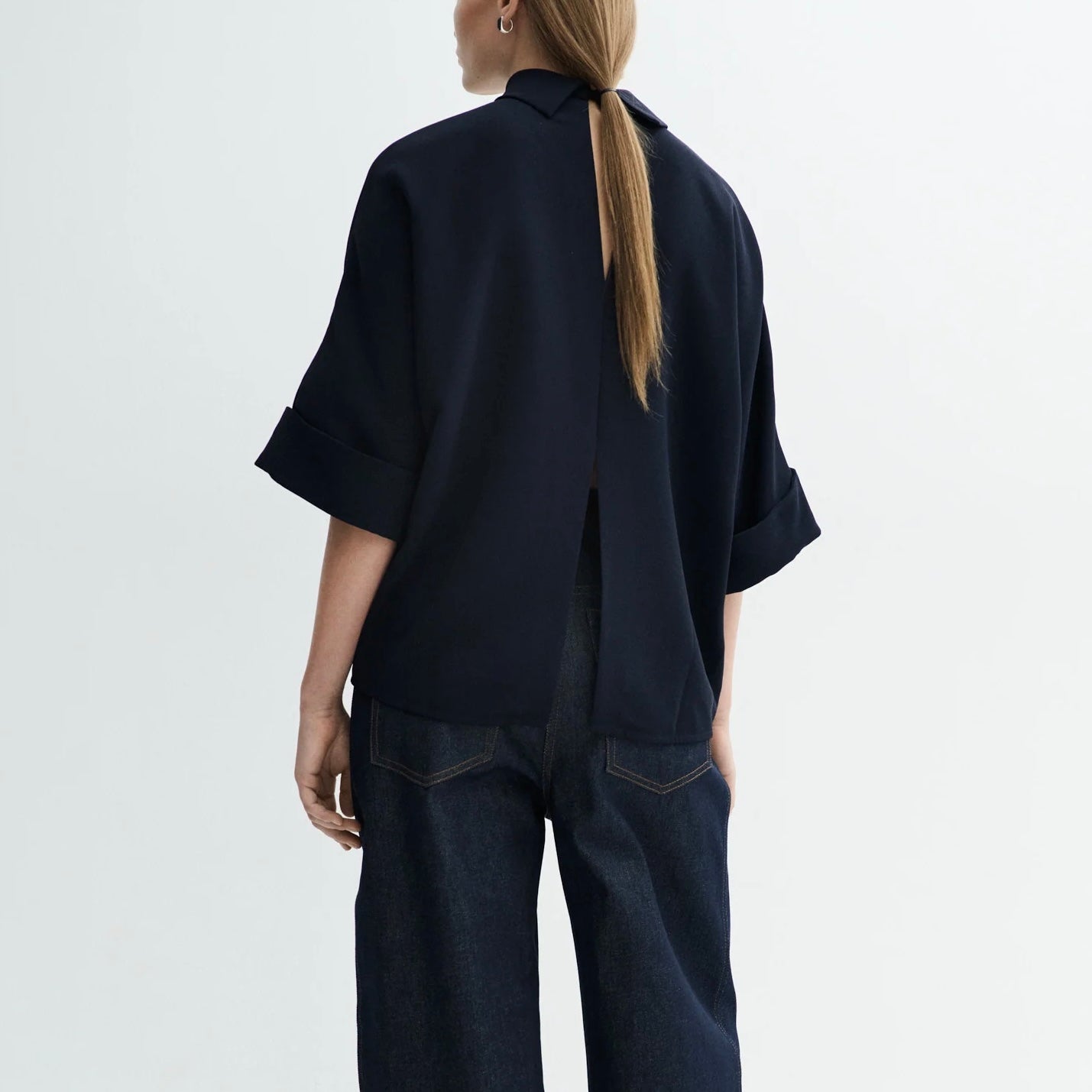 Bailee Crepe Georgette Top, Navy
