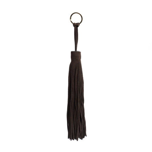 Katty Fringe Keyring Calf Suede, Coffee Brown