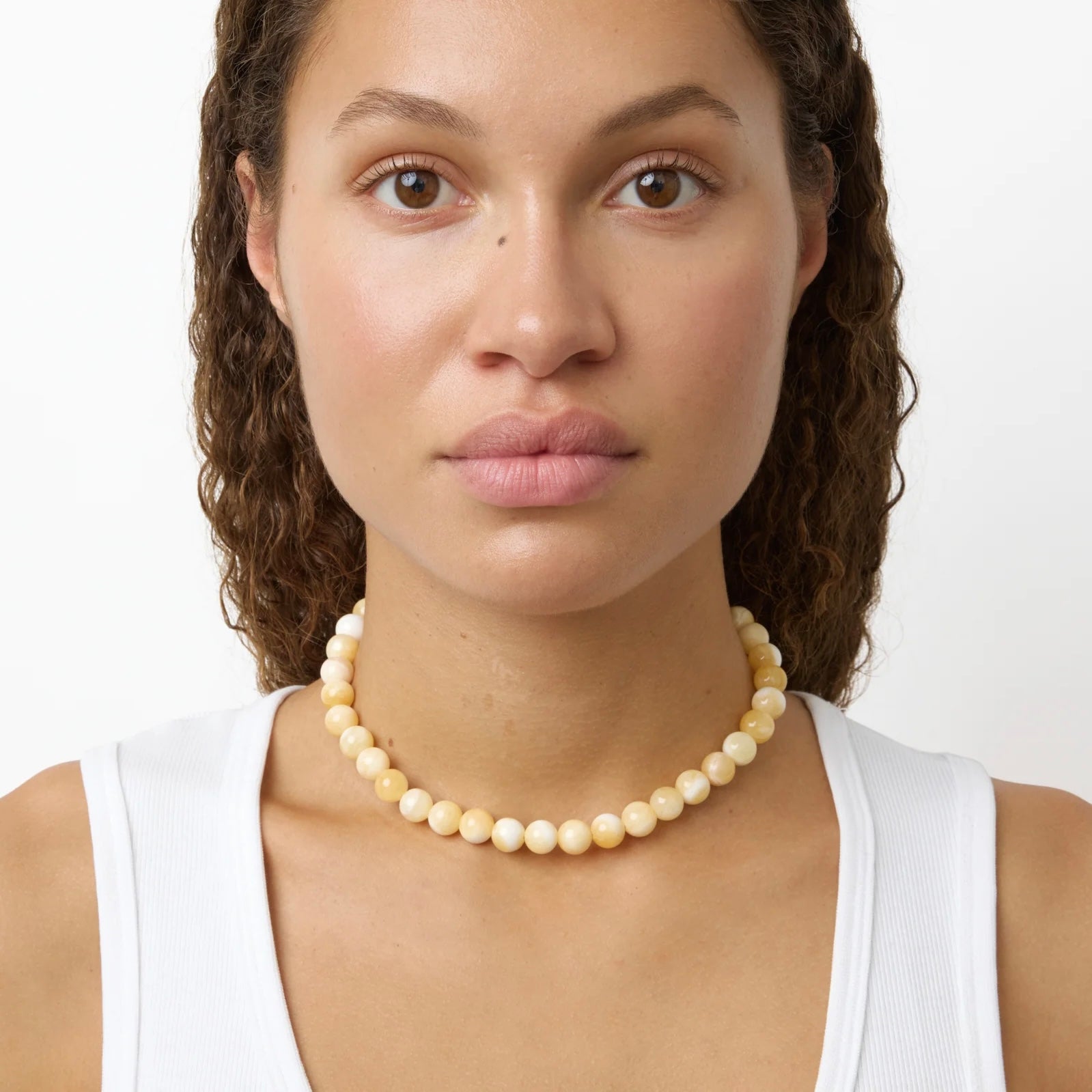The Mary Necklace, Beige Topaz Jade