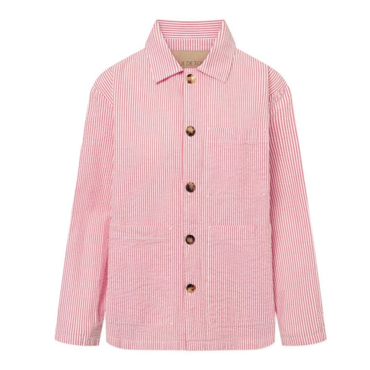 Cameron Heavy Seersucker Stripe, Faded Red Stripe