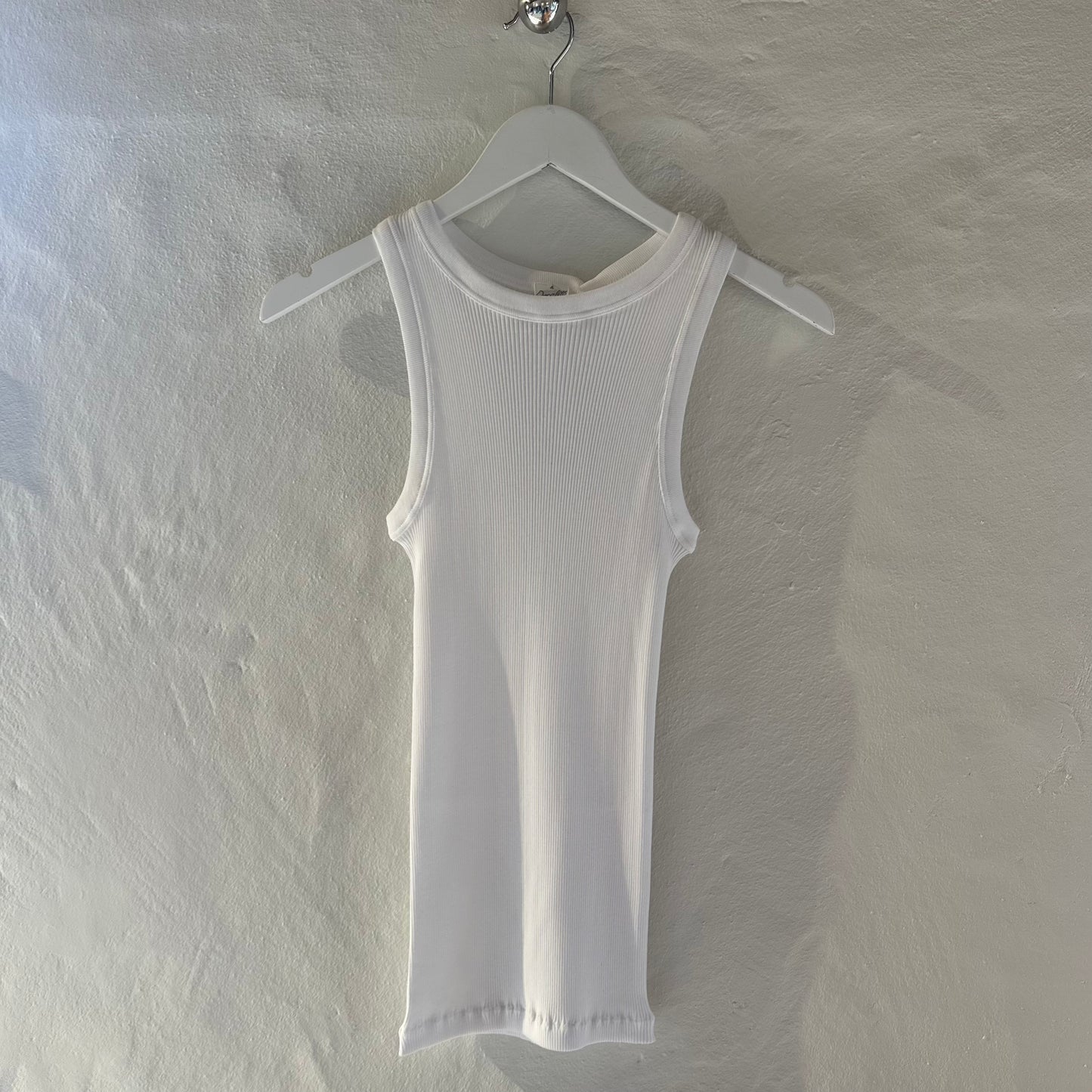 Bomuld Americana Rib Top, Hvid 7165