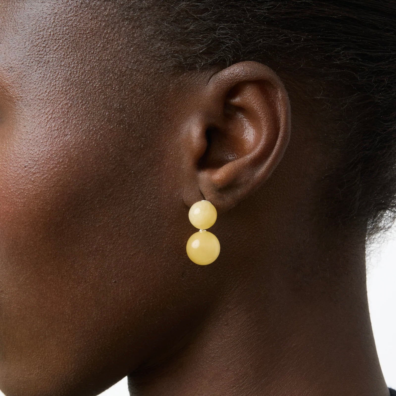 The Hannah Earrings, Beige Topaz Jade