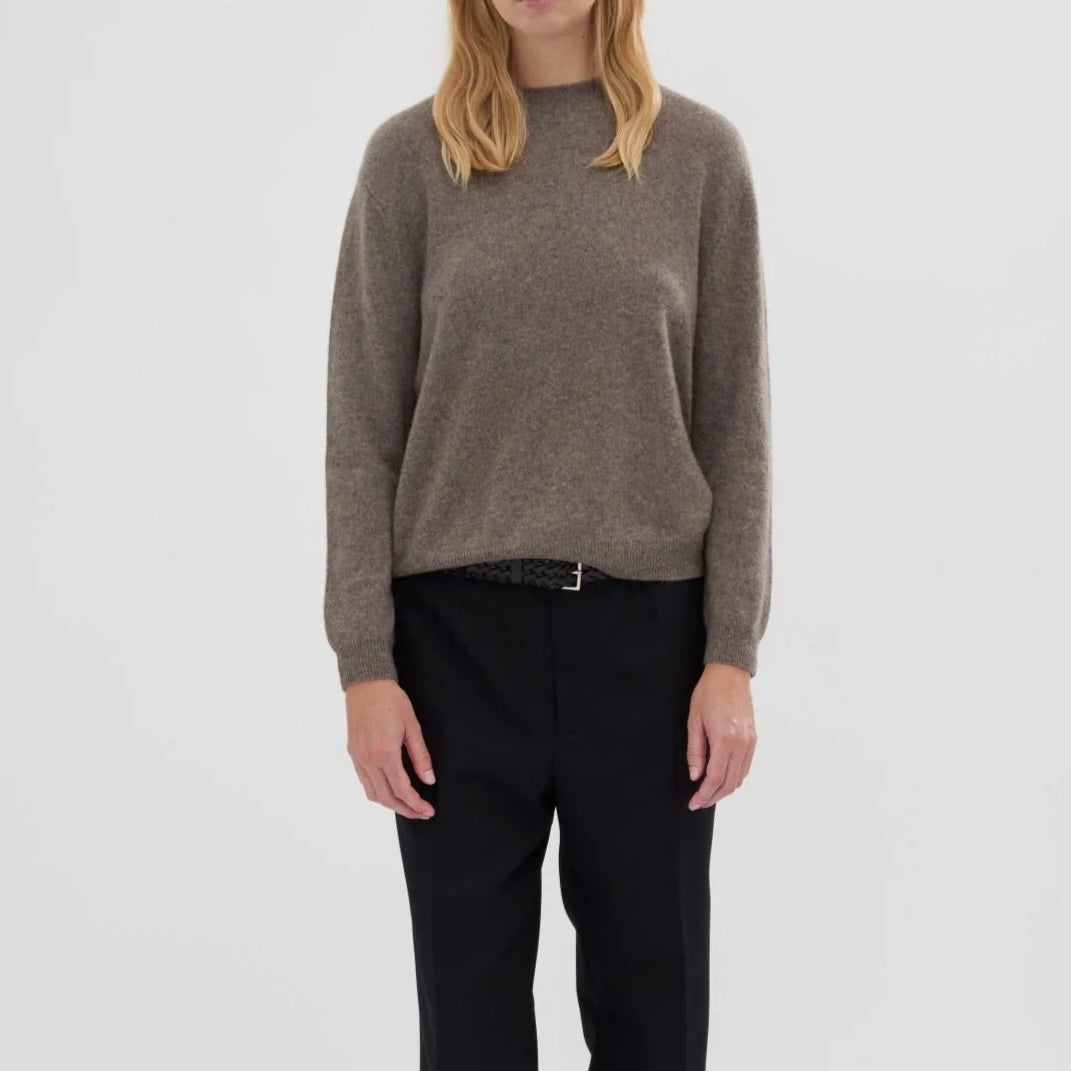Women's Oversized Cashmere Roundneck, Truffle