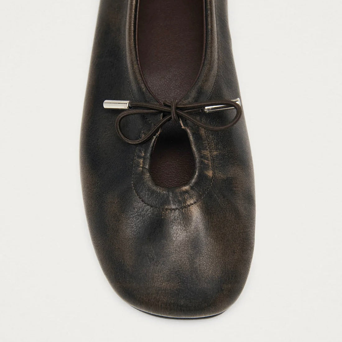 Rosalind Brushed Leather Ballet Flats, Brown