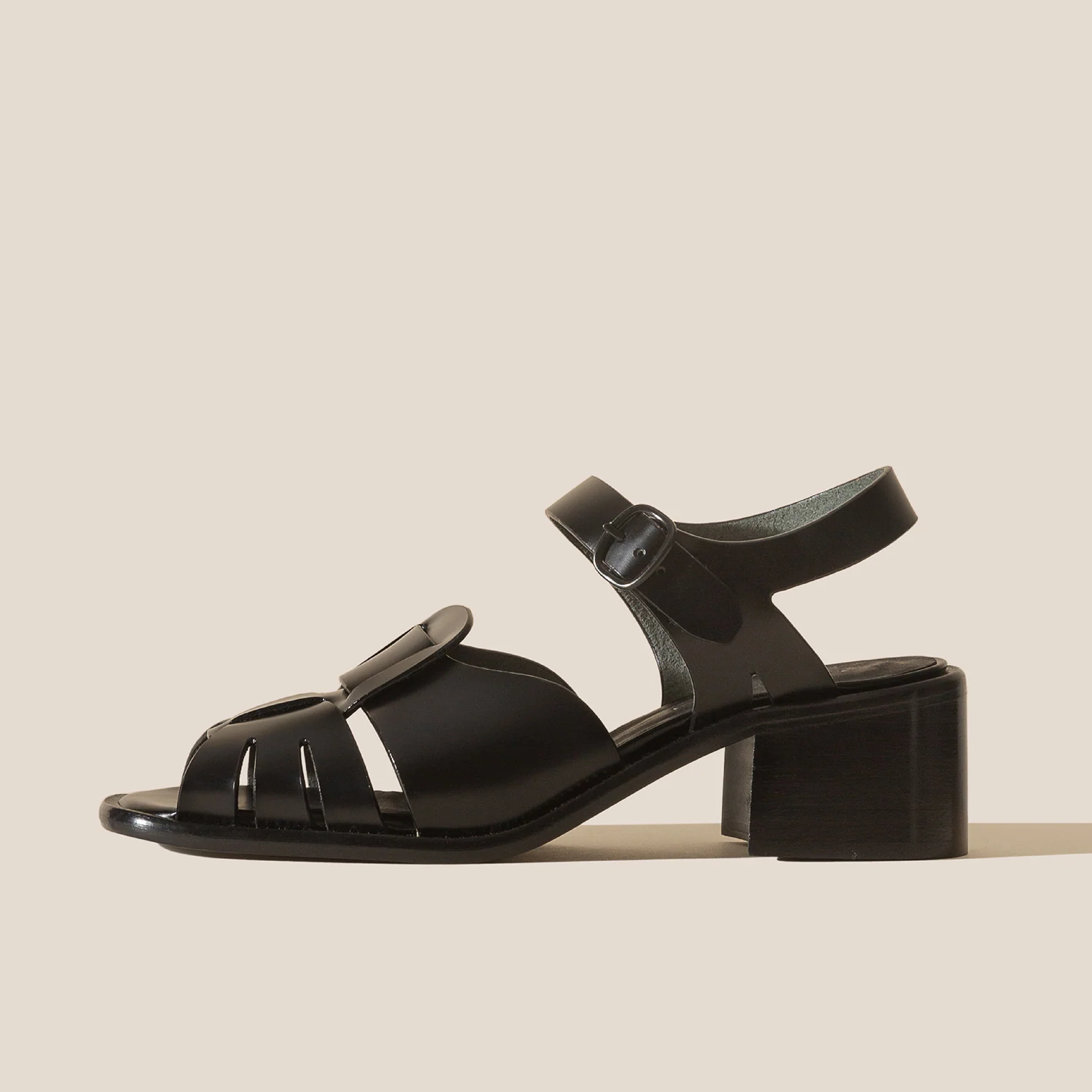 Ancora Squared Heeled Sandal, Black