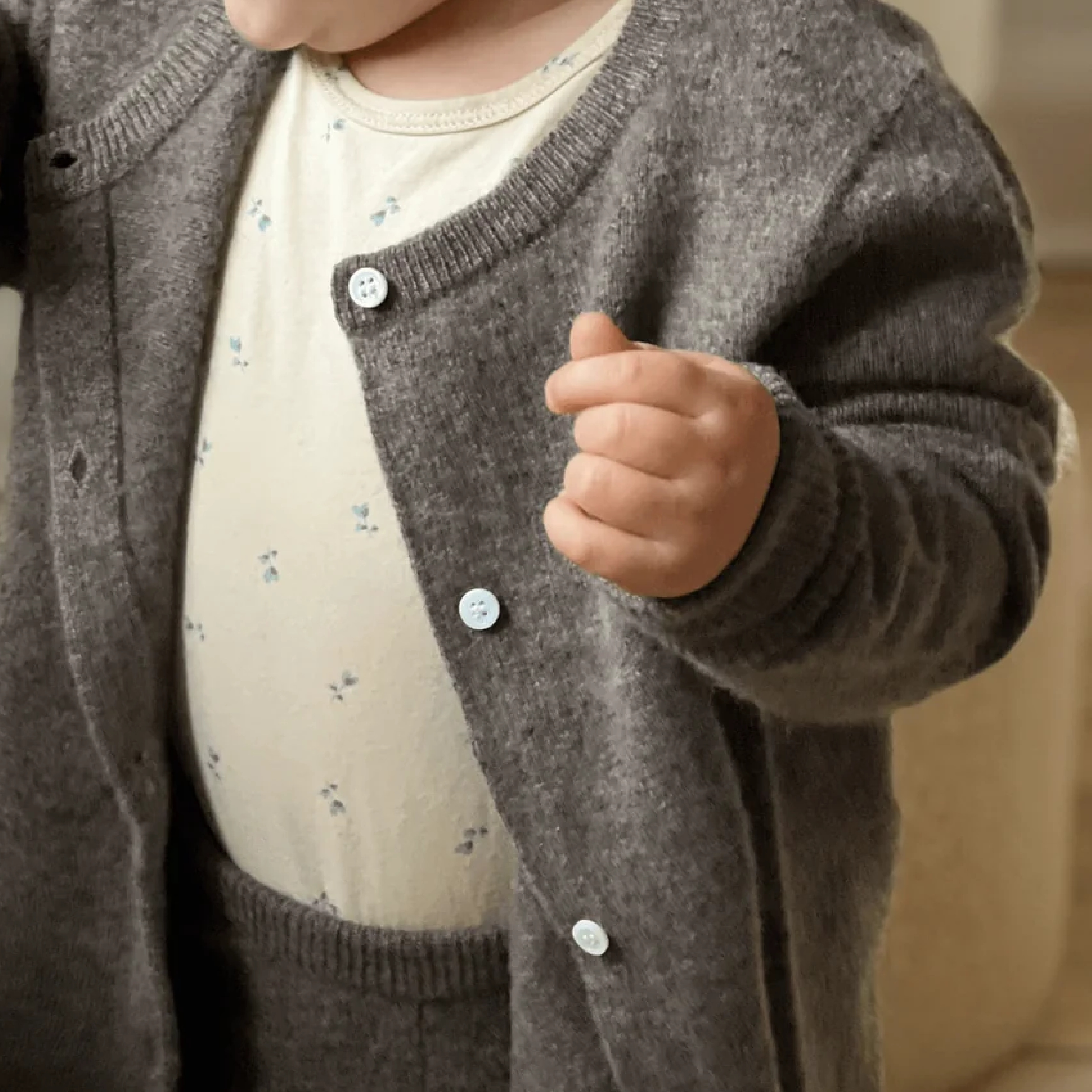 Molly Baby Cashmere Cardigan, Otter