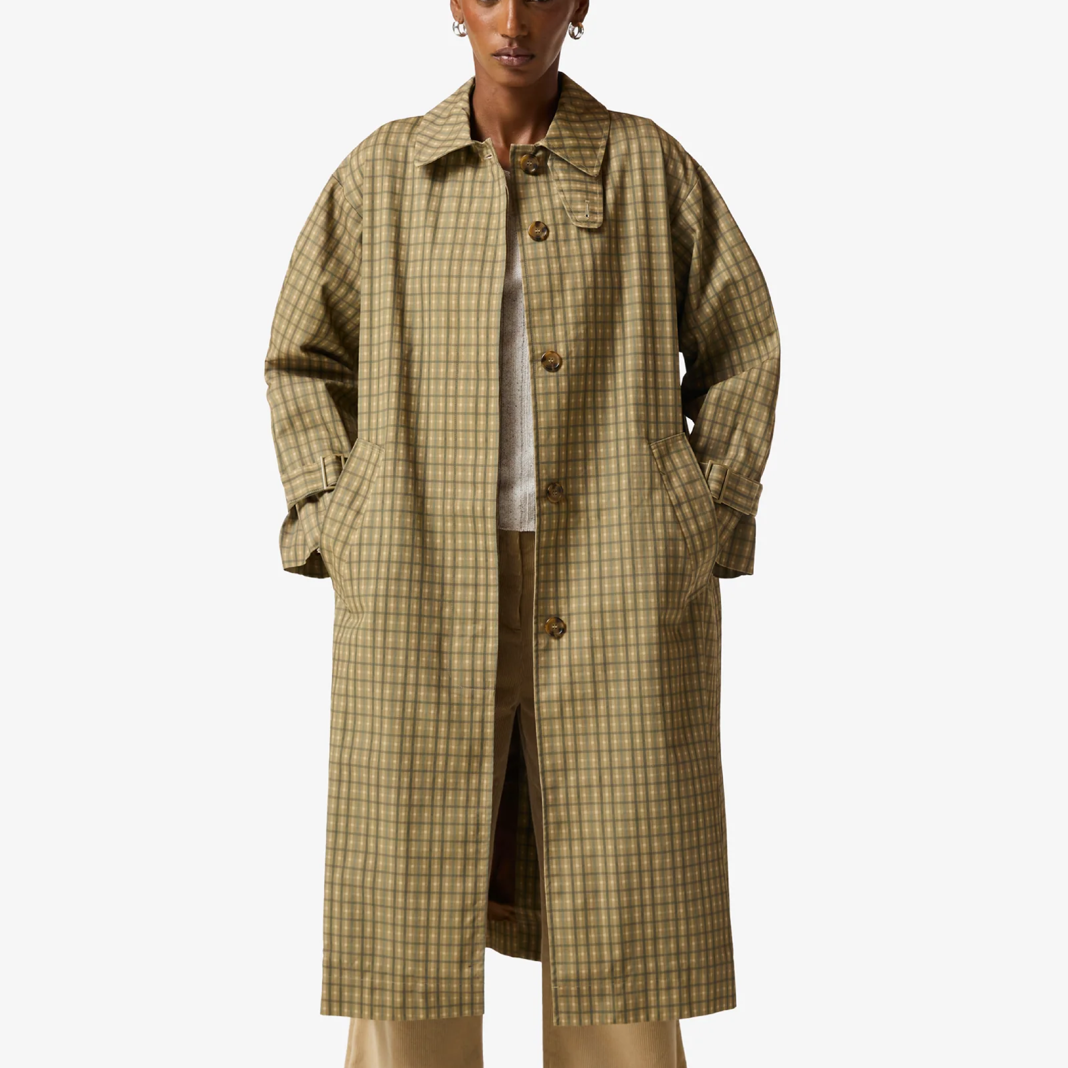 Meagan Check Coat, Kelp Check
