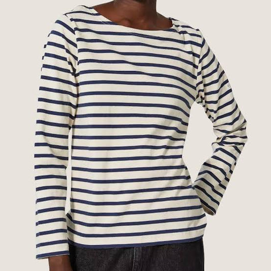 Tilda Long Sleeve, Off-White/Navy