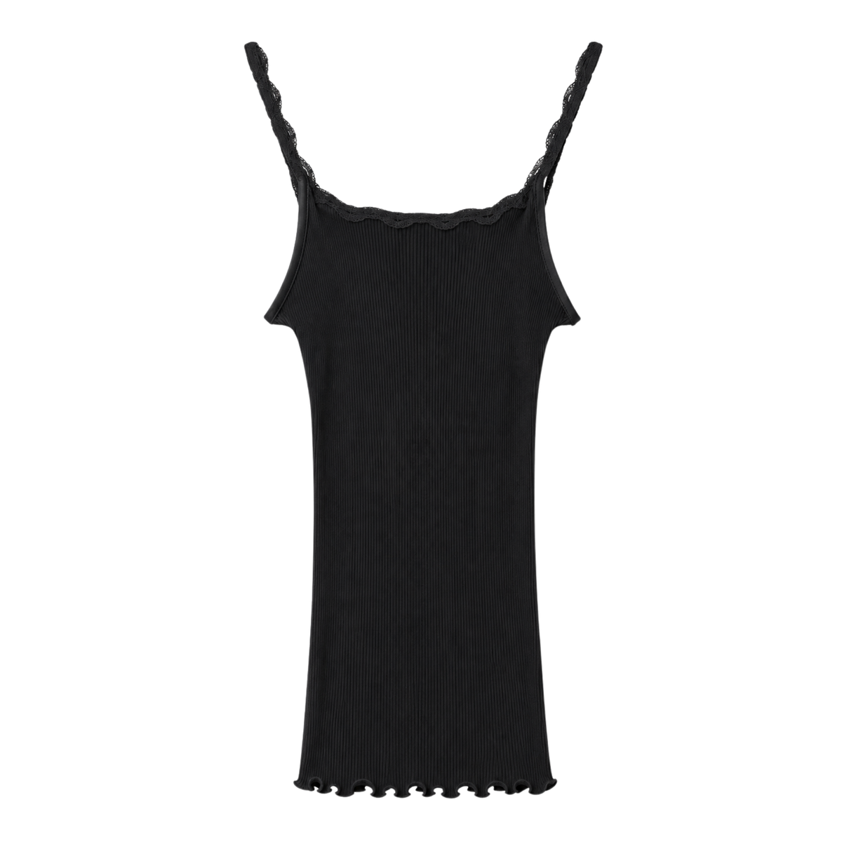 Uld & Silke Camisole Rib Macrame Top, Black 7871