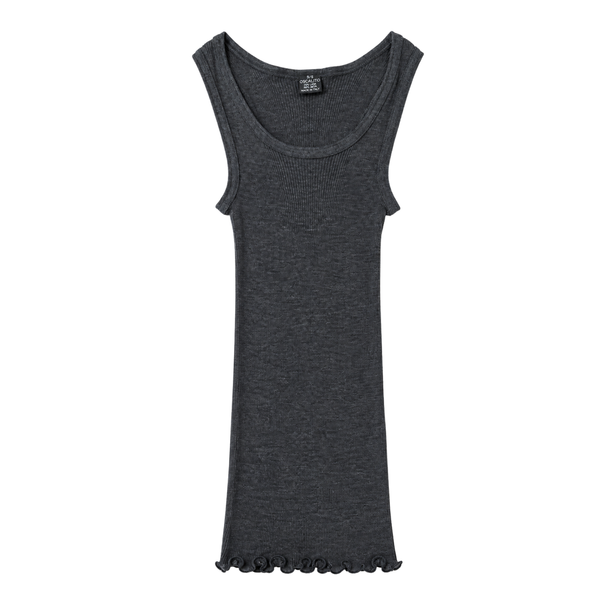 Uld & Silke Tank Rib Top, Grå 3442