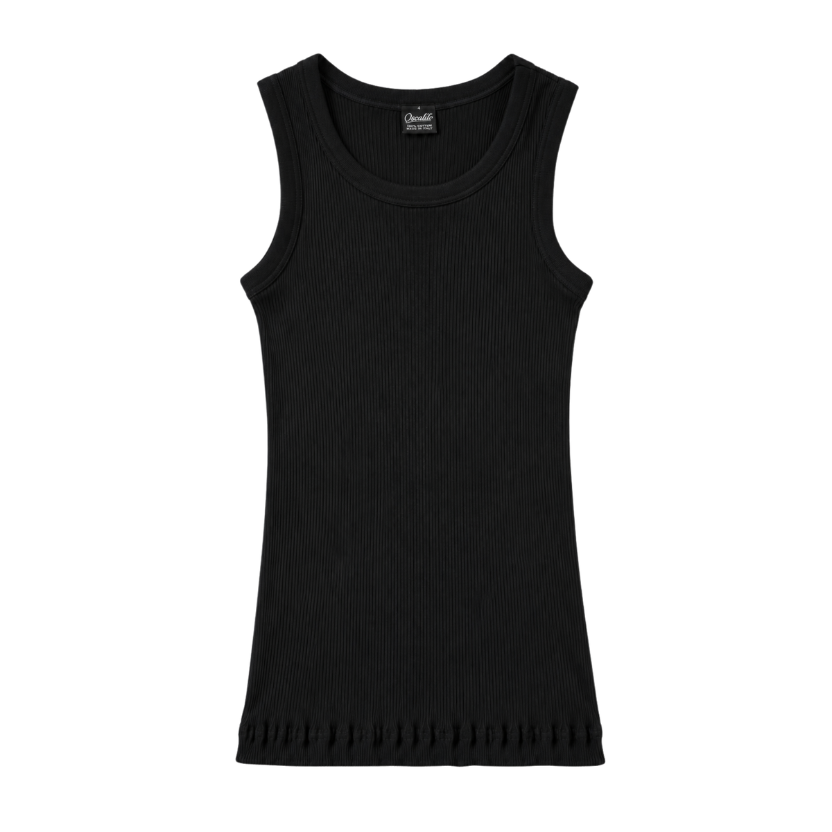 Bomuld Tank Rib Top, Black 7166