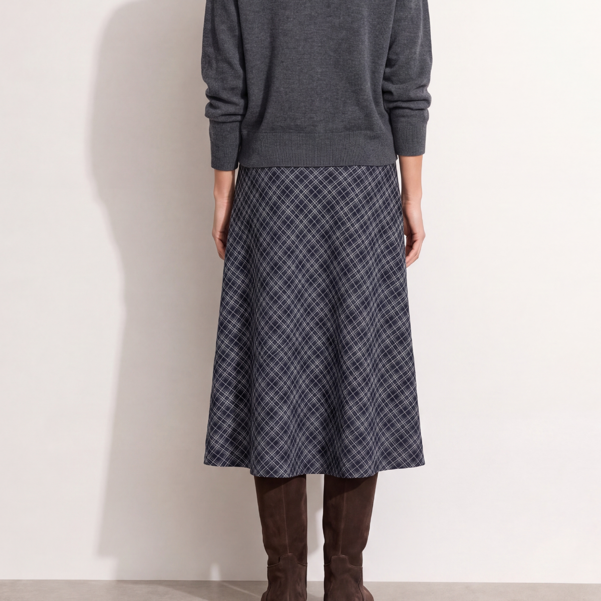 Talma 3 Nederdel, Dark Navy Check